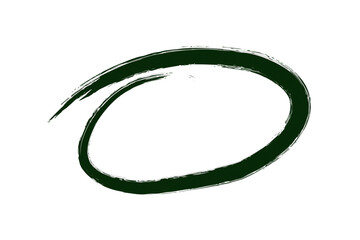Dark Green Brushstroke Circle – Hand-Drawn Ellipse for Emphasis and Creative Design