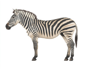 Obraz premium Striking zebra isolated showcasing characteristic stripes and robust build