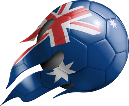 Flying Soccer Ball with Austrailia Flag - Powered by Adobe