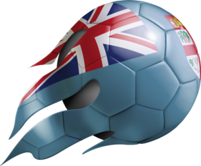 Flying Soccer Ball with Fiji Flag