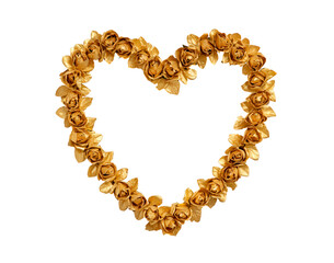 Obraz premium Golden rose heart shape on transparent background elegant floral design for romantic occasions