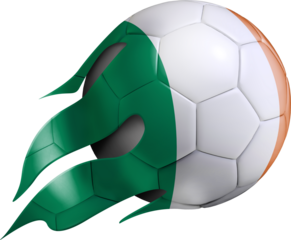 Flying Soccer Ball with Ireland Flag
