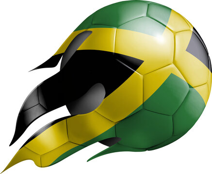 Flying Soccer Ball with Jamaica Flag