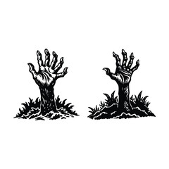 Zombie Hands Rising from Ground Illustration © Nusrat