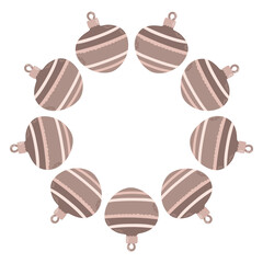 Simple festive round frame with Christmas decor. The simple vector design perfect for Christmas and New Year decorations or holiday greetings.