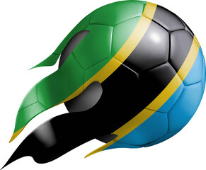 Flying Soccer Ball with Tanzania Flag