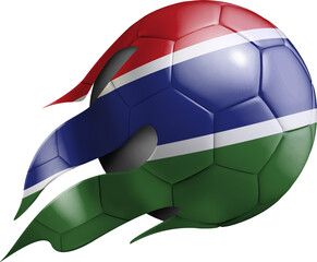 Flying Soccer Ball with The Gambia Flag