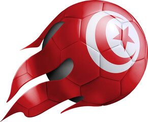 Flying Soccer Ball with Tunisia Flag