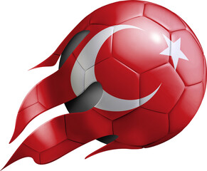 Flying Soccer Ball with Turkey Flag