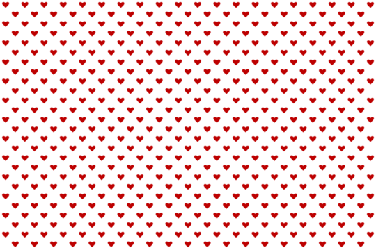 Red heart seamless pattern on transparent background. Red geometric texture with heart shape, love, Valentine, day, celebration, print, fabric, textile, wrapping, decoration, card, scrapbook