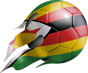 Flying Soccer Ball with Zimbabwe Flag