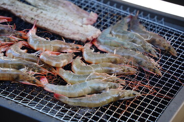 Fresh Shrimp Grilling on the Barbecue