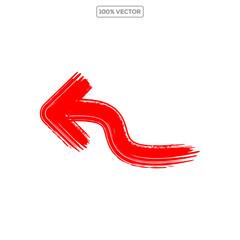 red hand-drawn marker stroke arrows on transparent background. vector illustration stock