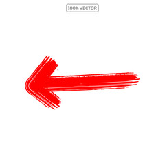 red hand-drawn marker stroke arrows on transparent background. vector illustration element