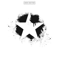 vintage stars with cracks and stains. Old hand-drawn sign, black simple shape. Retro design element