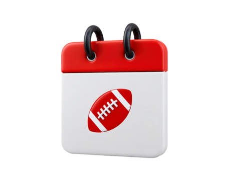 Football schedule icon with red and white calendar