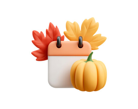 Autumn themed calendar design with pumpkins and leaves for seasonal decorations