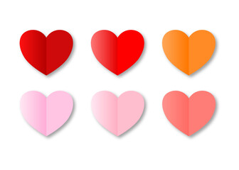 A Set of Colorful Folding Paper Hearts, Reddish Colors
