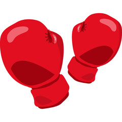 Pair Of Red Boxing Gloves Isolated On Transparent Background Ready For Combat Sports Training And Competition