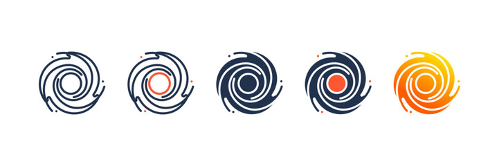 Black Hole icon set multiple style collection