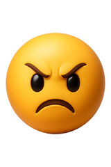 Fototapeta premium Angry Emoji Furious Face Expression Yellow Digital Art Rendering Cartoon Graphic Design Render in High quality Realistic image.