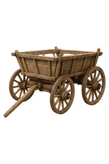 Fototapeta premium Antique Wooden Farm Cart Rustic Charm Vintage Wagon Old fashioned Cart Wooden Wheels Country High quality Realistic image.