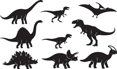 Prehistoric silhouettes: Collection of captivating dinosaur silhouettes, representing an awe-inspiring selection of creatures that once ruled the earth.