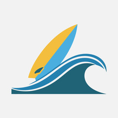 Obraz premium Blue wave graphic on light blue background simple design ocean water.