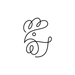 luxury chicken logo design vector with line style