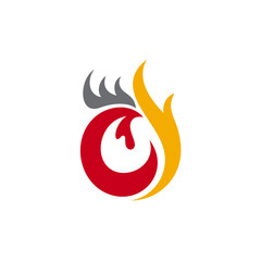 modern chicken and fire element logo design vector with flat style