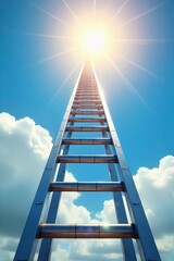 Metal Ladder Ascending Towards Sunny Sky  Success, Ambition, and Achievement