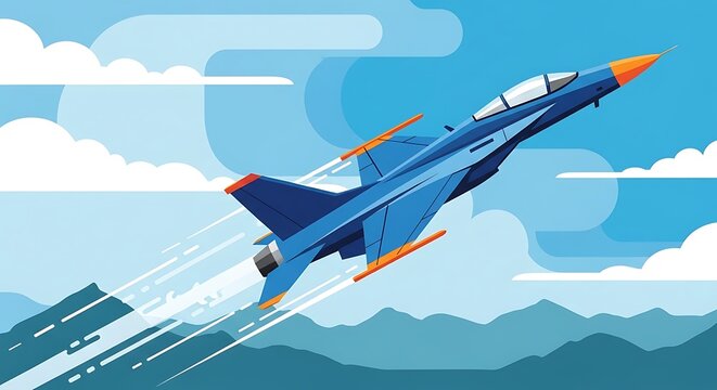 Blue Jet Fighter Soaring High.