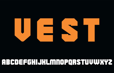 VEST, Abstract Fashion Font alphabet Minimal Modern urban fonts for logo. Brand etc. Typography uppercase lowercase and number vector illustration