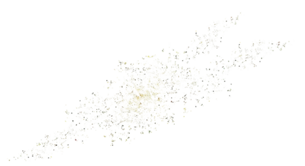 Abstract swirling galaxy of stars and nebulae with glowing center isolated on transparent background