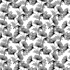 pattern, seamless, flower, wallpaper, vector, leaf, design, plant