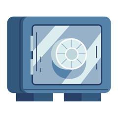 Blue Safe Illustration with Metal Door and Combination Dial on Transparent Background