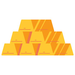 Stack of Gold Bars Illustration on Transparent Background Showing Financial Wealth and Investment
