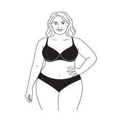 Simple vector illustration of woman in beachwear