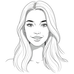 Beautiful woman sketch portrait drawing elegant hairstyle fashion face artwork feminine vector on white background