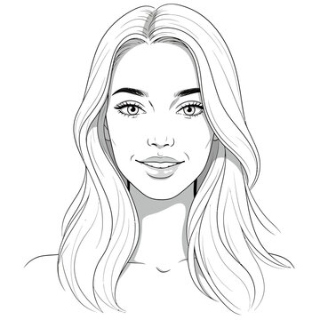 Beautiful woman sketch portrait drawing elegant hairstyle fashion face artwork feminine vector on white background
