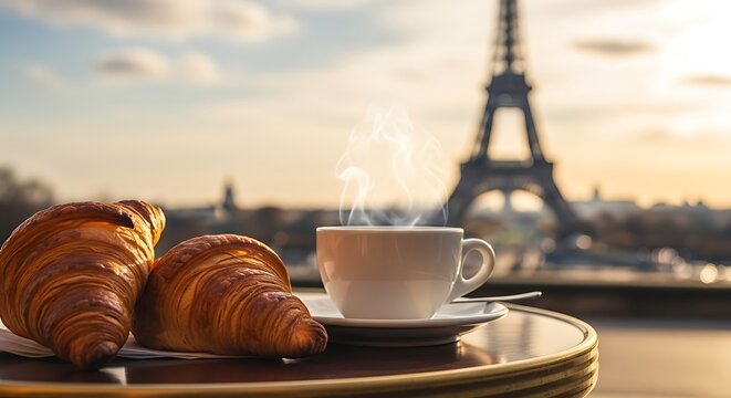 Parisian Coffee  Croissants Sunrise.