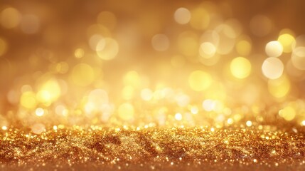 Golden Glitter Bokeh Background Sparkling Light Abstract Design