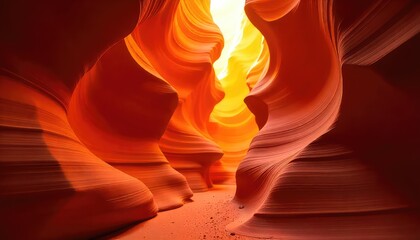 A view of antelope canyon showcasing the smooth curves and orange hues of the sandstone formations