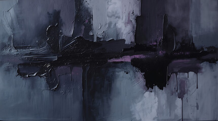 A slow, dark, oil-like flow of deep purple and gray depicting Melancholy with heavy, downward-drifting shapes.
