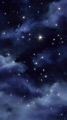 Fototapeta premium Starry Night Sky Background Sparkling Stars Deep Blue Clouds Wallpaper