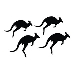 Dynamic kangaroo silhouettes leaping and hopping in a group capturing australian wildlife motion and energy silhouette