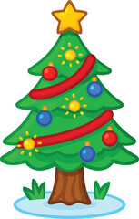 Obraz premium Cartoon Christmas Tree Vector Illustration
