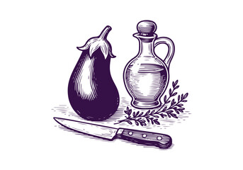 Eggplants hand drawn simple vector illustration