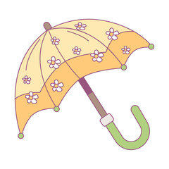 Animated Illustration of an Open Umbrella with Floral Pattern on Transparent Background © Dyah