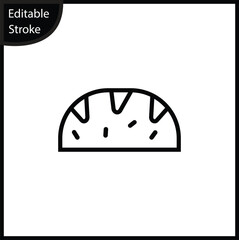 Clean, editable stroke taco or pastry icon. Essential for Mexican food apps, bakery menus, and culinary UI UX design projects.